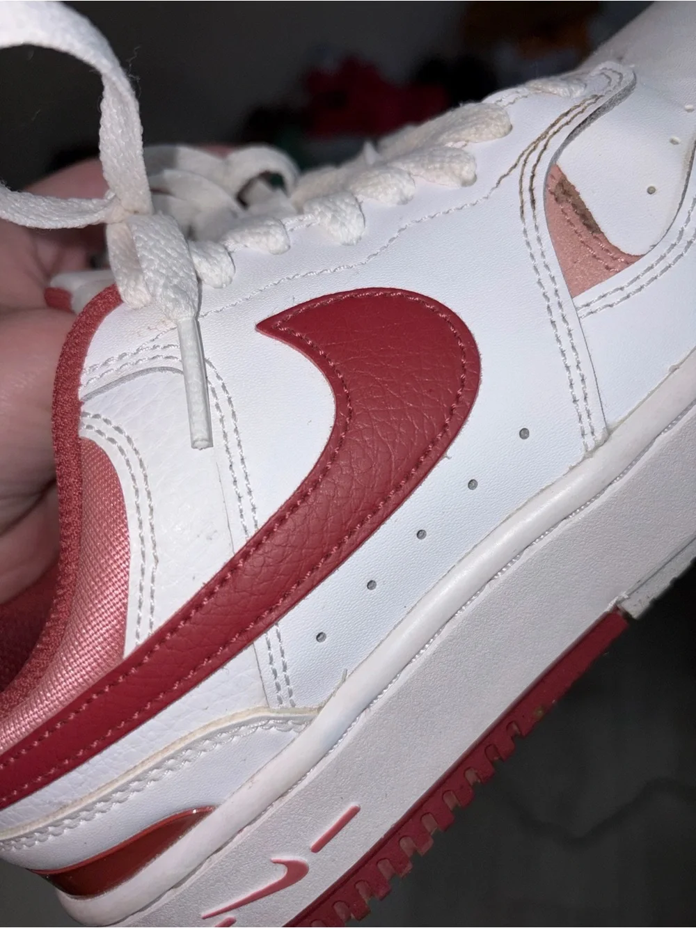 Nike Women’s White and Red Low-Top Sneakers